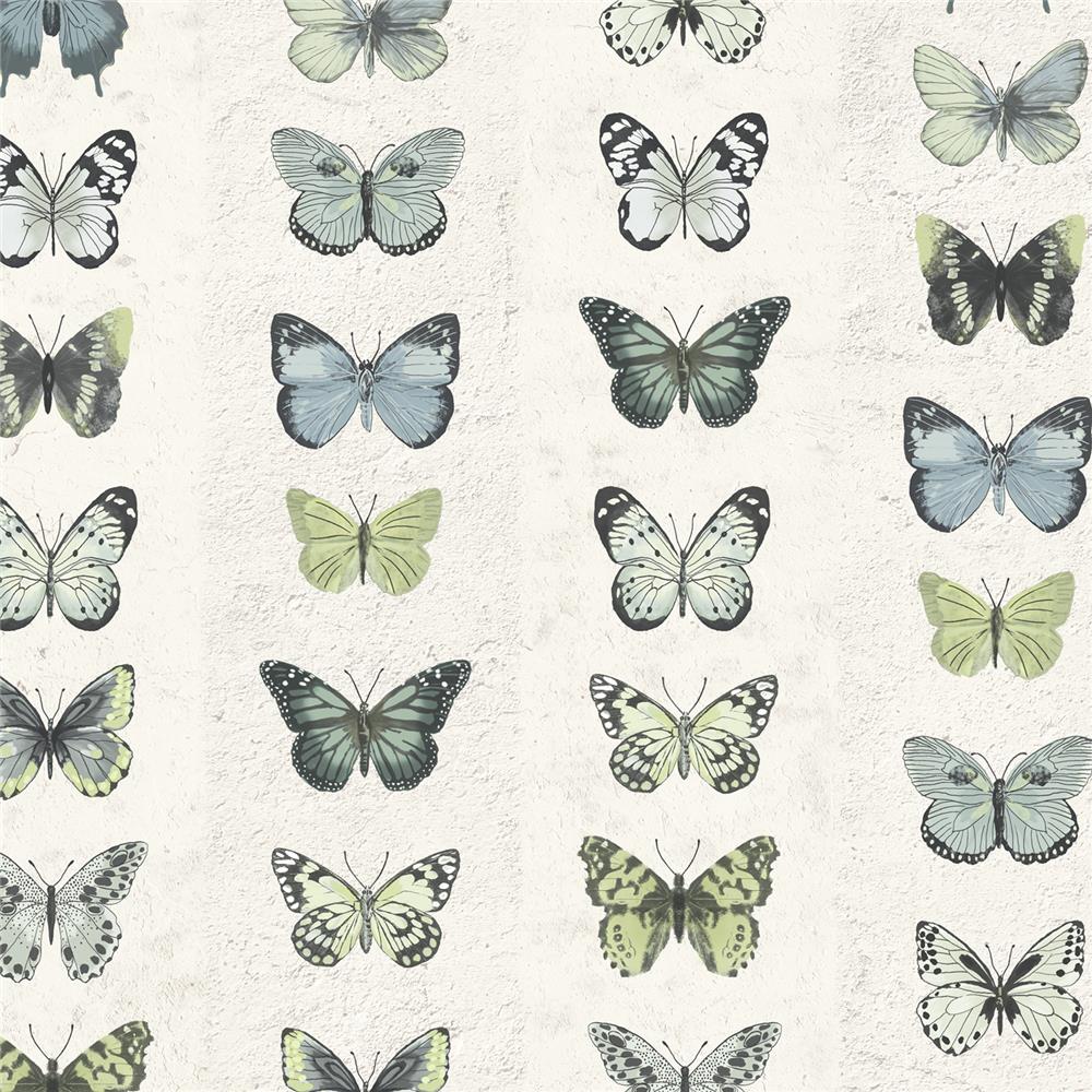 Patton Wallcoverings G67994 Organic Textures Jewel Butterflies Stripe Wallpaper